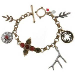 LUCKY BRAND Gold-Tone Cross & Medallion Charm Bracelet